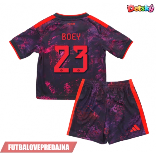 Lacne Dětský Futbalové dres Bayern Munich Sacha Boey #23 2026-27 Krátky Rukáv - Tretina (+ trenírky)